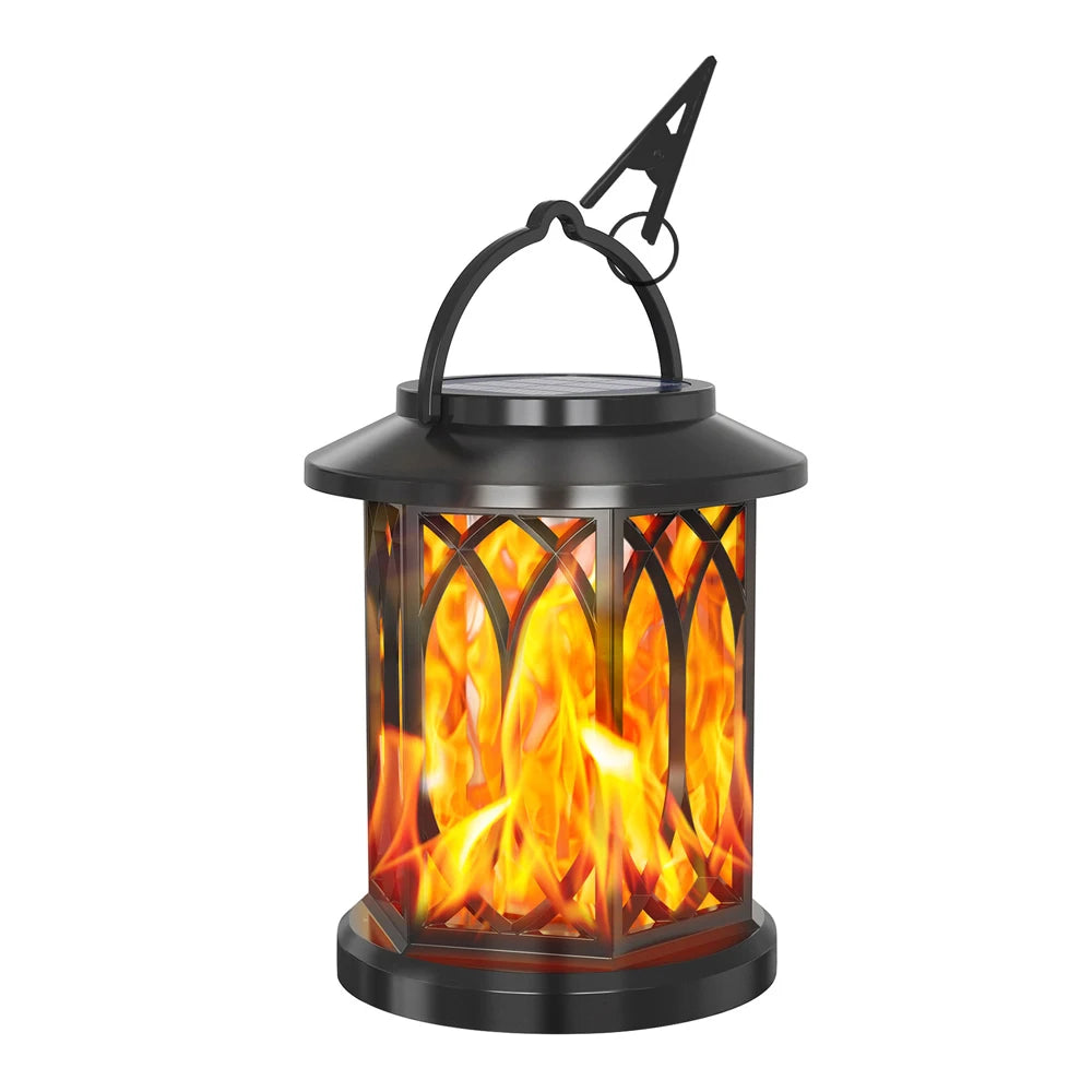 1-2PCS Solar Hanging Flickering Flame Lights Outdoor Solar Light Garden Waterproof Flame Effect Garden Ornaments Patio Yard Path