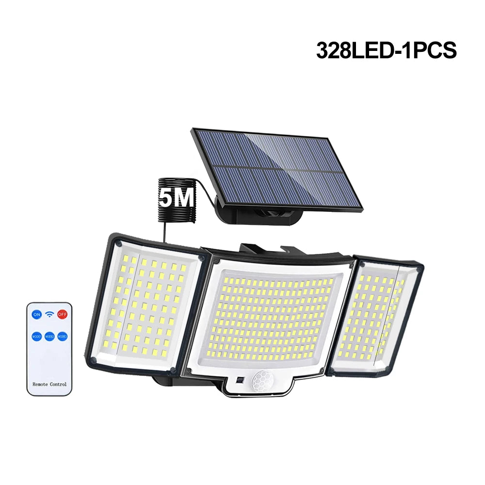106/318 LED Solar Light Outdoor 328 LED Spotlights IP65 Waterproof Motion Sensor Human Solar Flood Security Lights 3 Modes