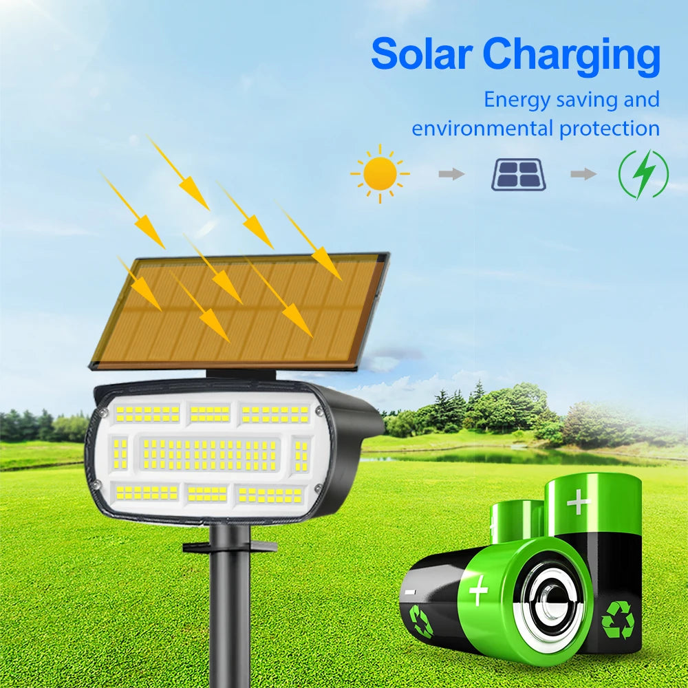 136 LED Solar Spot Landscape Lights Outdoor Waterproof Large Area Lighting Solar Spotlights Garden Pathway Driveway Walkway