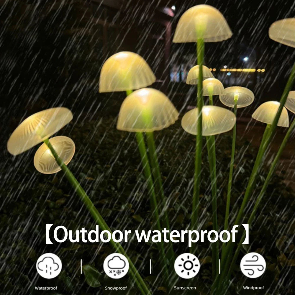 1/2/3/4PCS LED Solar Outdoor Jellyfish Swaying Lights Waterproof Garden RGB Mushroom Lawns Lamp for Patio Yard Garden Decoration