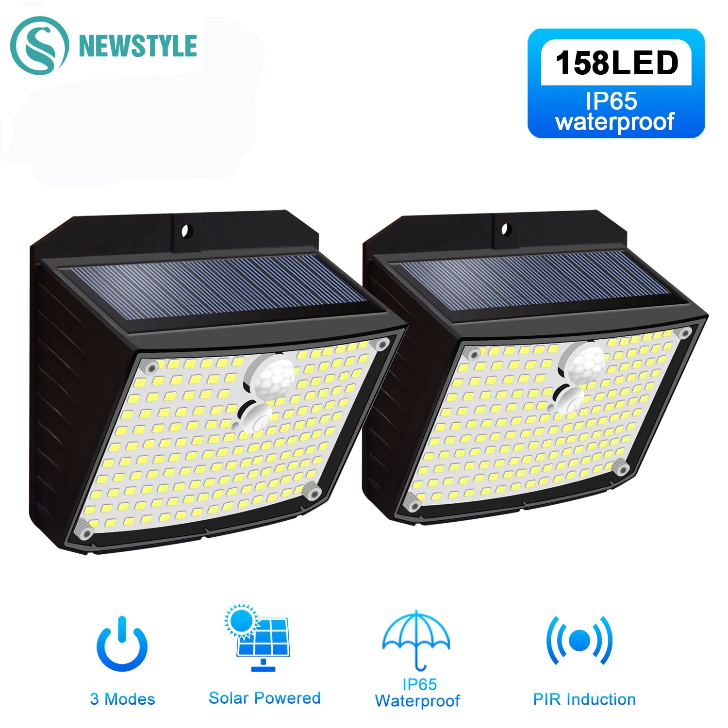 158 LED Solar Wall Lights Outdoor ecurity Light Motion Sensor Waterproof 3 Modes Courtyard Wall Lamp Garden Decor Garage Lamp