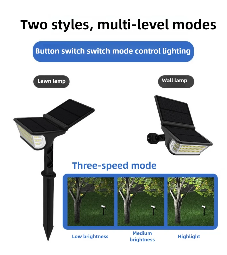 1-2PCS Solar Landscape Spotlights Garden 65LED Solar Pathway Light Outdoor  Dual Solar Panels Wall Lamp Waterproof Porch Garage
