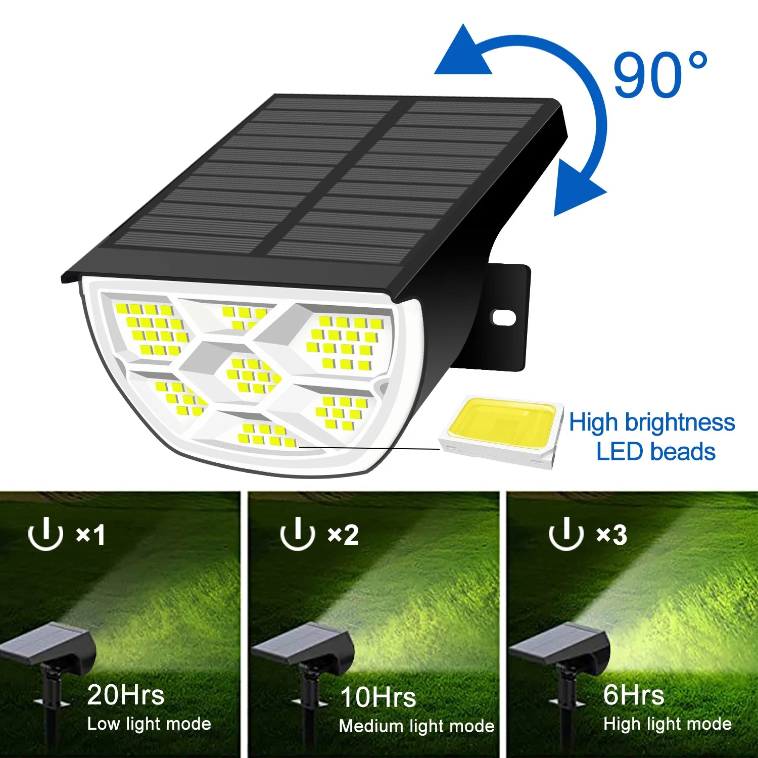 1/2/4PCS Solar Spot Light 68/72 LED Outdoor Garden Solar Landscape Spotlights Waterproof 3 Modes Wall Light Door Backyard Garage