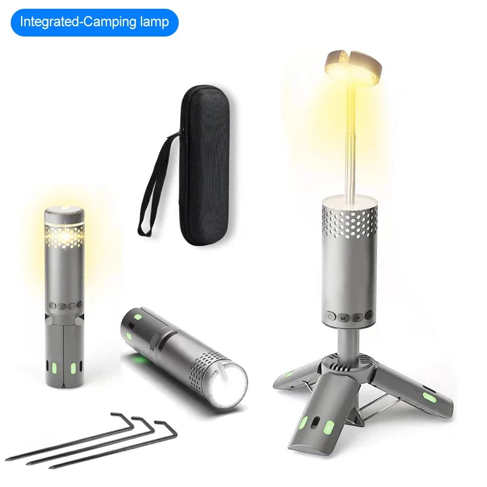 10000mAh Rechargeable LED Camping Lantern Telescopic Flashlight Magnetic Hanging Tent Lamp Emergency Light Outdoor Hiking