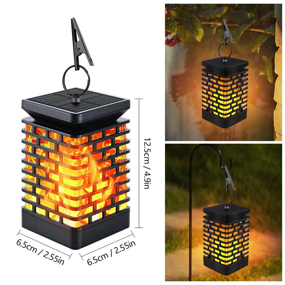 2-4PCS Solar Hanging Lanterns Garden LED Flickering Flame Light Solar Powered Landscape Light Fence Patio Pathway Decor