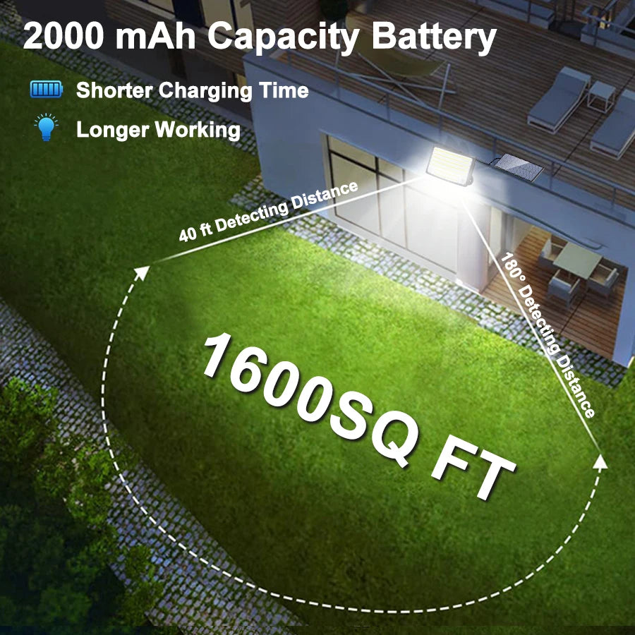 106LED Solar Security Lights Outdoor 3 Modes Waterproof Solar Motion Sensor Wall Light Solar Powered Flood Lamp Garage Garden