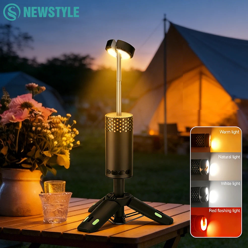 10000mAh Rechargeable LED Camping Lantern Telescopic Flashlight Magnetic Hanging Tent Lamp Emergency Light Outdoor Hiking