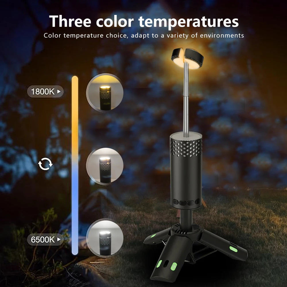 10000mAh Rechargeable LED Camping Lantern Telescopic Flashlight Magnetic Hanging Tent Lamp Emergency Light Outdoor Hiking