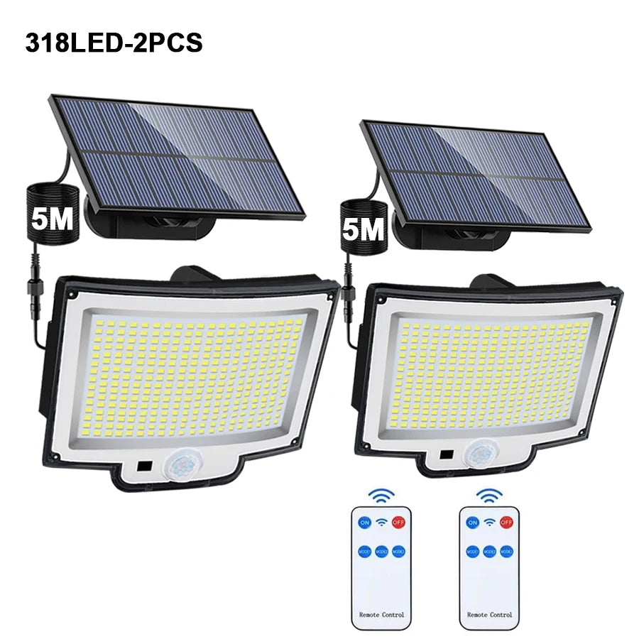 106/318 LED Solar Light Outdoor 348 LED Spotlights IP65 Waterproof Motion Sensor Human Solar Flood Security Lights 3 Modes