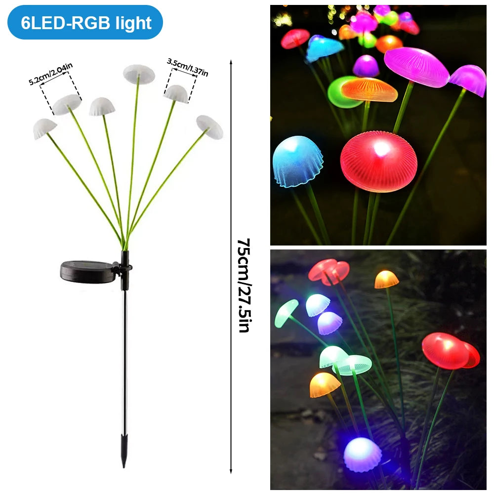 1/2/3/4PCS LED Solar Outdoor Jellyfish Swaying Lights Waterproof Garden RGB Mushroom Lawns Lamp for Patio Yard Garden Decoration