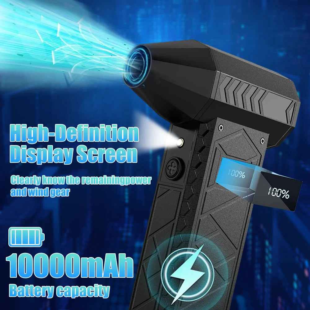 180000RPM Electric Air Duster with Display Screen Light 4 Gear Adjustable Cordless Turbo Blower 10000mAh USB Rechargeable Tools