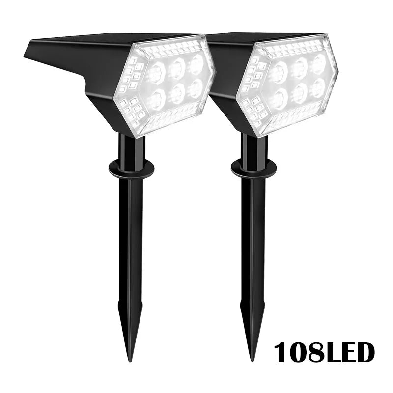 108 LED Outdoor Solar Lights Solar Landscape Spot Lights Adjustable Garden Decor Solar Powered Flood Wall Lights Pathway