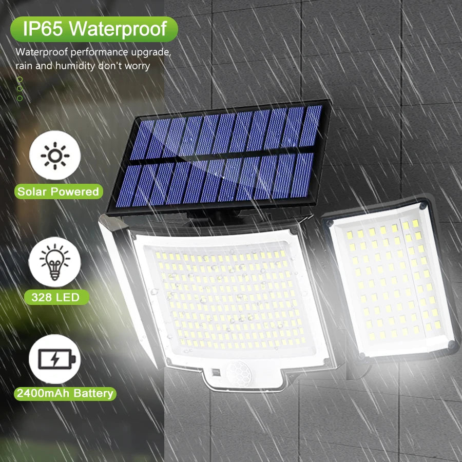 106LED Solar Security Lights Outdoor 3 Modes Waterproof Solar Motion Sensor Wall Light Solar Powered Flood Lamp Garage Garden
