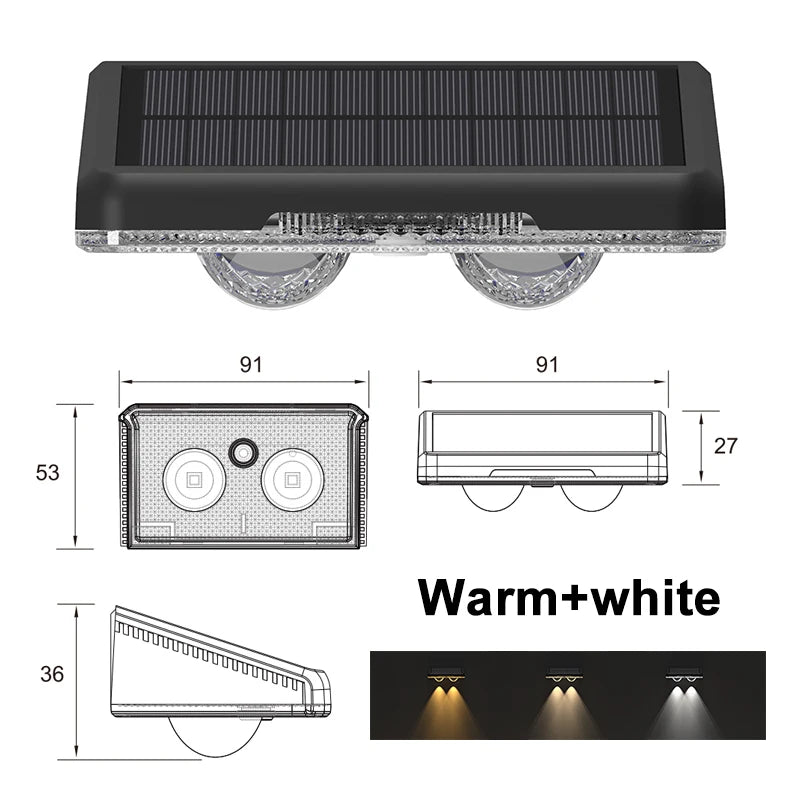 1-2PC Solar Fence Light Outdoor Warm White RGB 2/4LED Solar Powered Light Dusk to Dawn Solar Deck Light Waterproof Backyard Pool