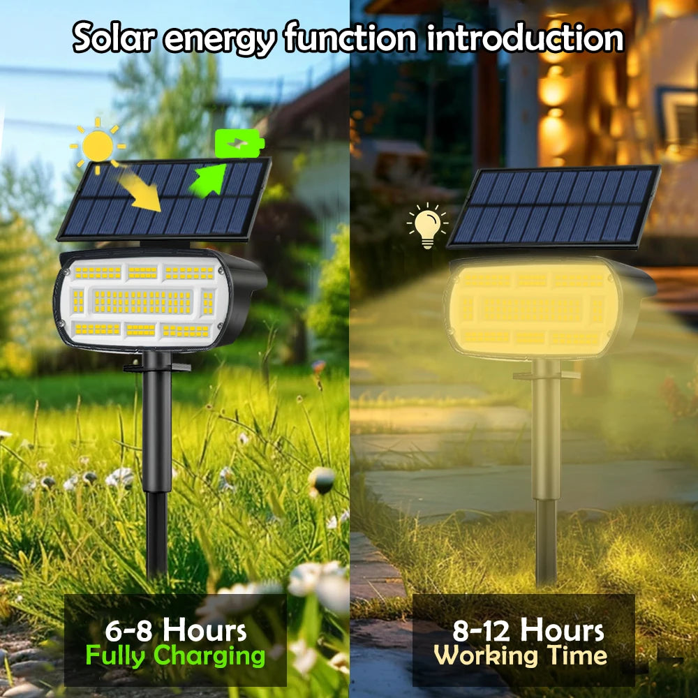 136/108 LED Solar Spot Lights Outdoor 4PCS Waterproof Landscape Spotlights For Yard Driveway Walkway Large Area Lighting