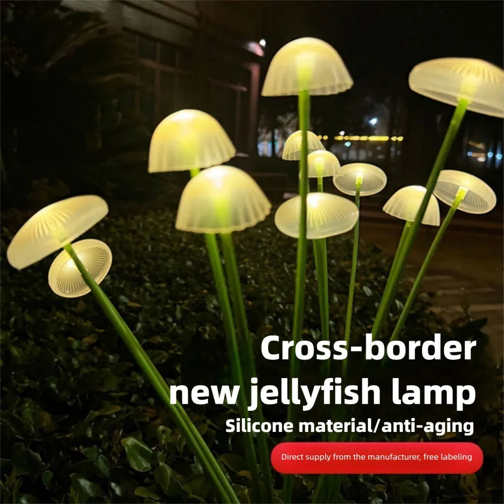 1/2/3/4PCS LED Solar Outdoor Jellyfish Swaying Lights Waterproof Garden RGB Mushroom Lawns Lamp for Patio Yard Garden Decoration