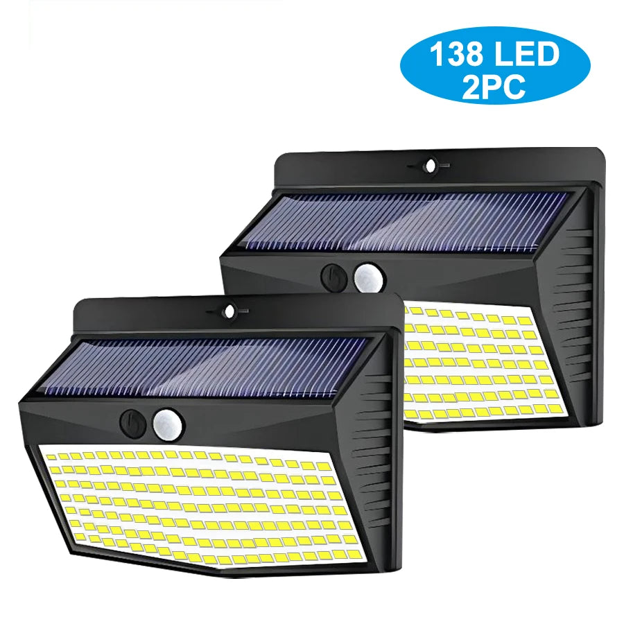 138/468/238 LED Solar Light Outdoor waterproof for garden Powered Sunlight street wall light security lighting 3 mode