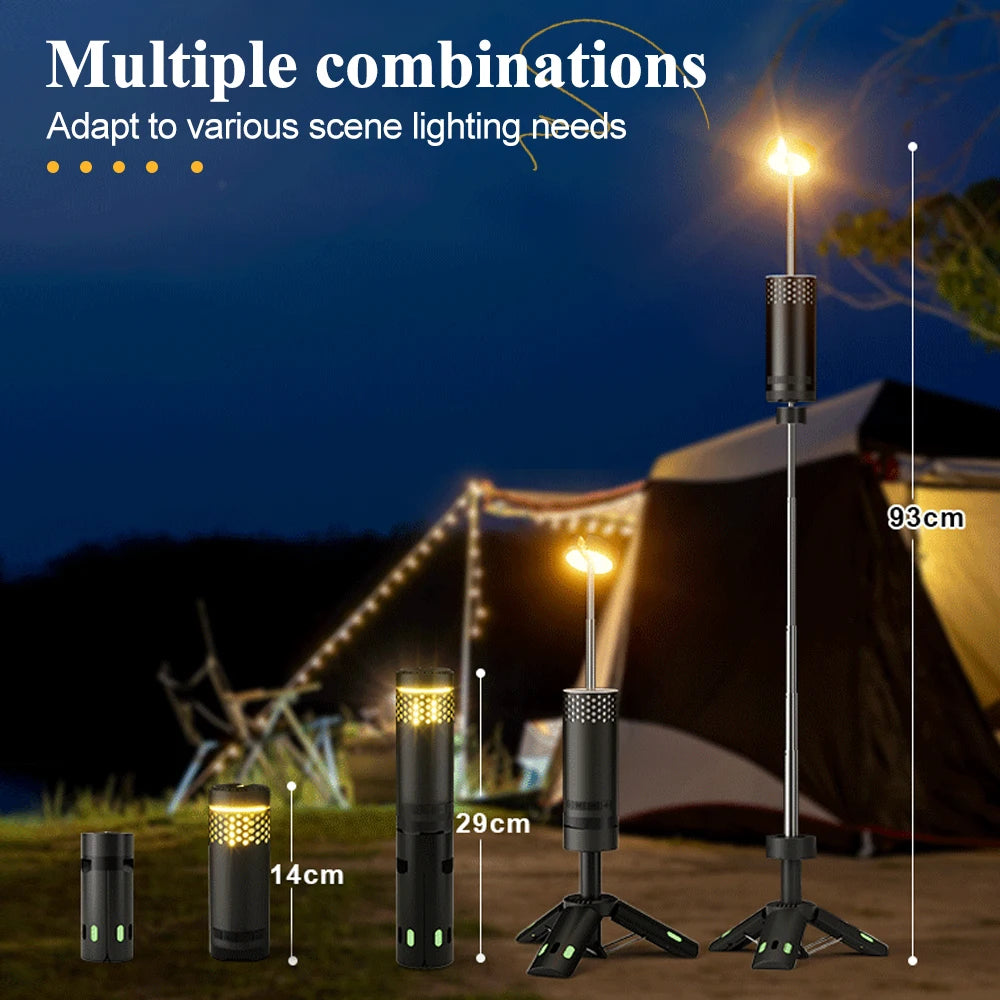 10000mAh Rechargeable Camping Light Portable Telescopic Lantern with Tripod Magnetic Detachable Tent Lamp Flashlights Emergency