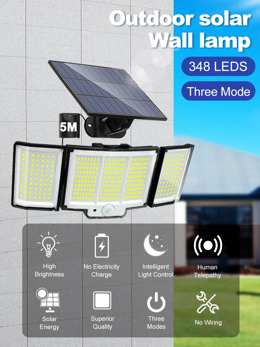 106/318 LED Solar Light Outdoor 348 LED Spotlights IP65 Waterproof Motion Sensor Human Solar Flood Security Lights 3 Modes
