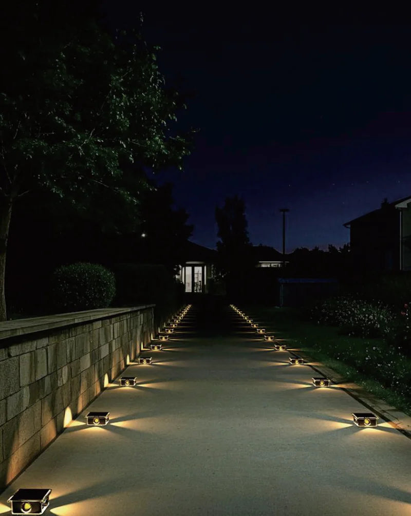 1-2PC Solar Fence Light Outdoor Warm White RGB 2/4LED Solar Powered Light Dusk to Dawn Solar Deck Light Waterproof Backyard Pool