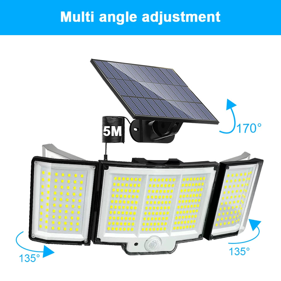 106/318 LED Solar Light Outdoor 348 LED Spotlights IP65 Waterproof Motion Sensor Human Solar Flood Security Lights 3 Modes