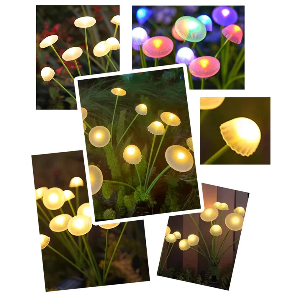 1/2/3/4PCS LED Solar Outdoor Jellyfish Swaying Lights Waterproof Garden RGB Mushroom Lawns Lamp for Patio Yard Garden Decoration