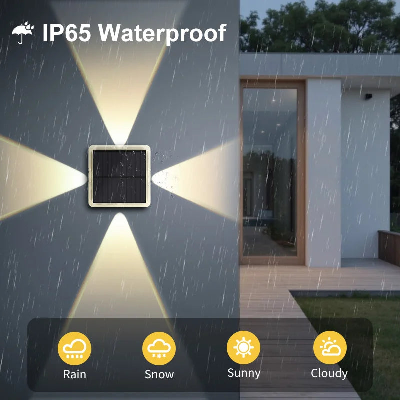 1-2PC Solar Fence Light Outdoor Warm White RGB 2/4LED Solar Powered Light Dusk to Dawn Solar Deck Light Waterproof Backyard Pool