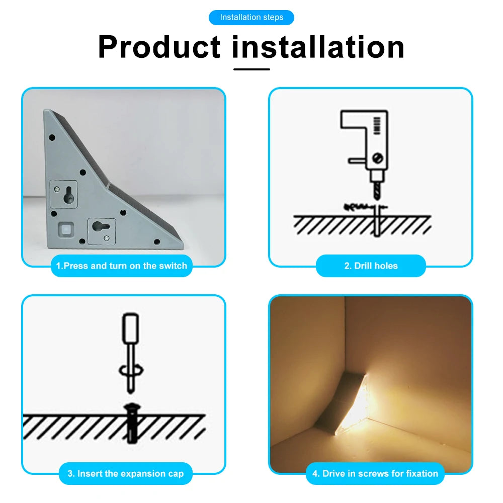 1-6PC Solar Stair Lights Outdoor 19LED Solar Step Wall Lights Waterproof Solar Powered  Light Deck Step Front Porch Backyard