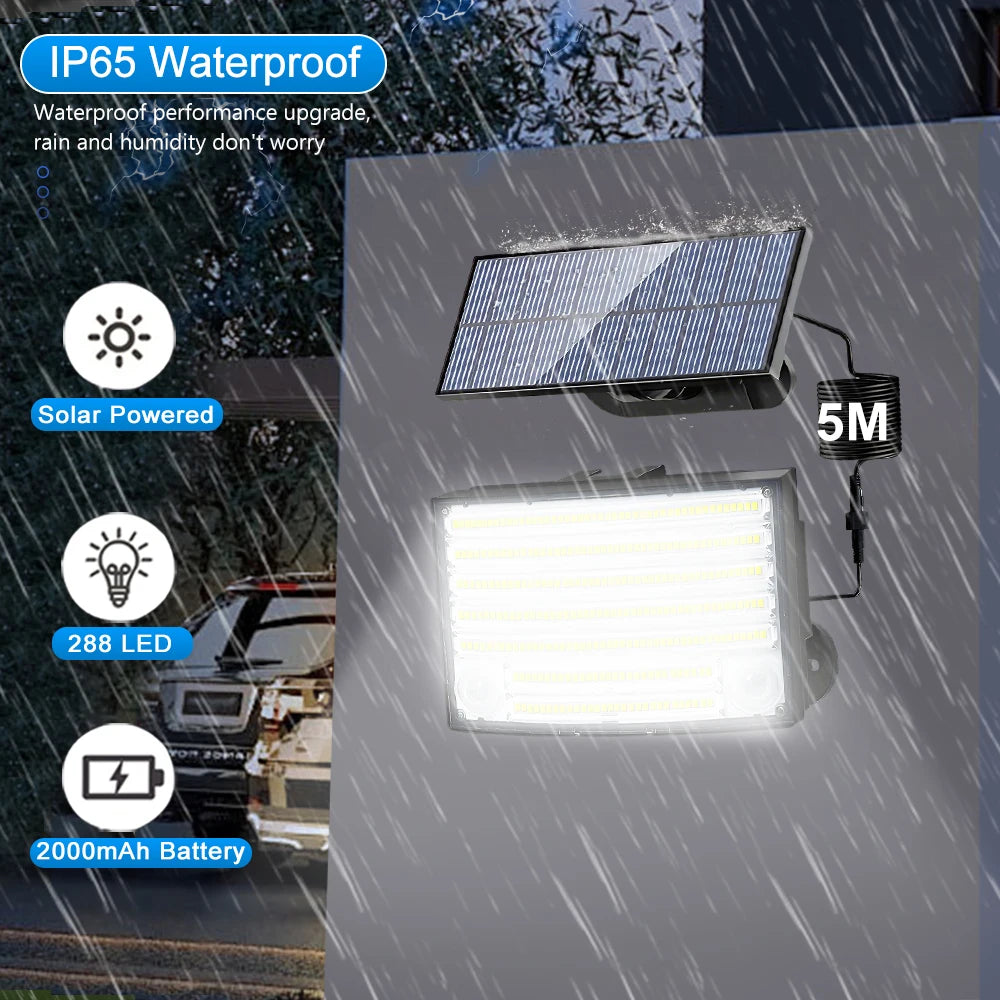 106LED Solar Security Lights Outdoor 3 Modes Waterproof Solar Motion Sensor Wall Light Solar Powered Flood Lamp Garage Garden