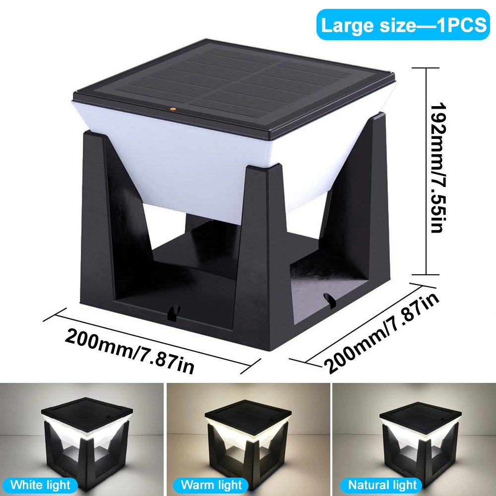 1-2PCS Solar Post Lights Outdoor Solar Pillar Cap Lantern Waterproof 3 Color Mode Fence Post Solar Light Deck Garden Patio Decor