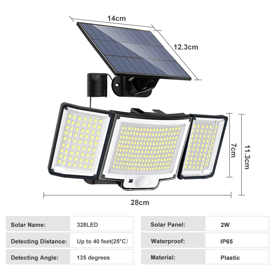 106/318 LED Solar Light Outdoor 348 LED Spotlights IP65 Waterproof Motion Sensor Human Solar Flood Security Lights 3 Modes