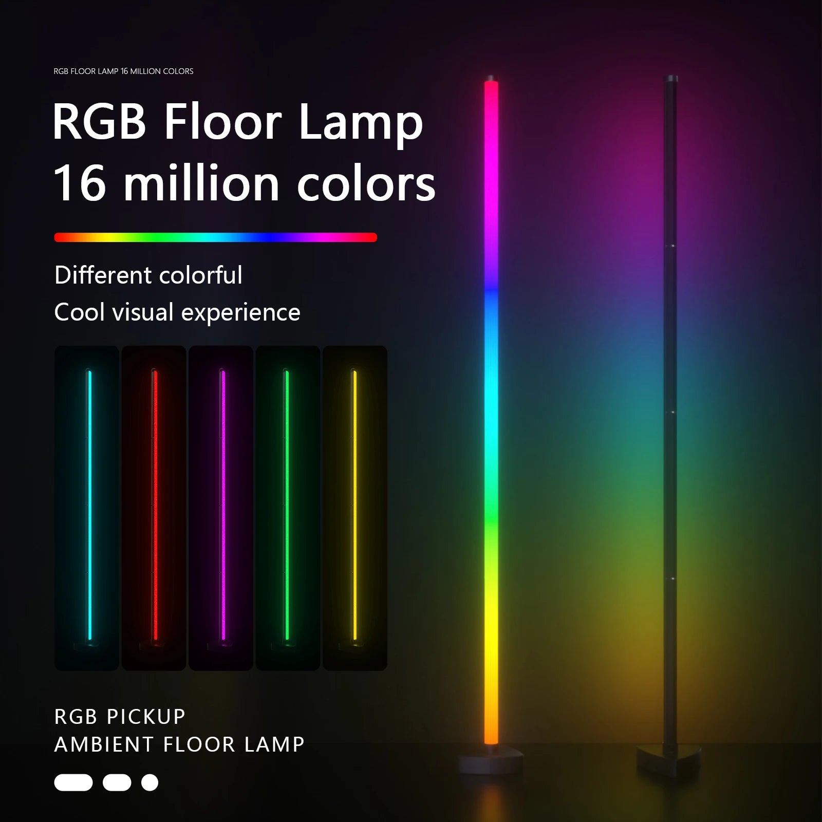 110-240V LED Smart RGBIC Corner Floor Lamp with APP and Remote Control 146cm DIY Length Dynamic Mode Pickup Rhythm Million Color