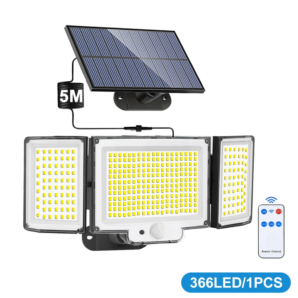 106LED Solar Security Lights Outdoor 3 Modes Waterproof Solar Motion Sensor Wall Light Solar Powered Flood Lamp Garage Garden