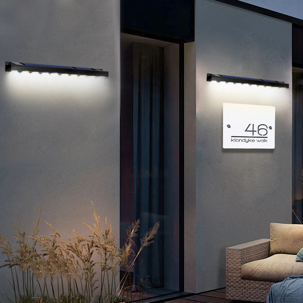 10LED Solar Wall Light Outdoor Solar Powered Landscape Light Waterproof Sign Lights Garden Porch Patio Deck Balcony Yard Decor
