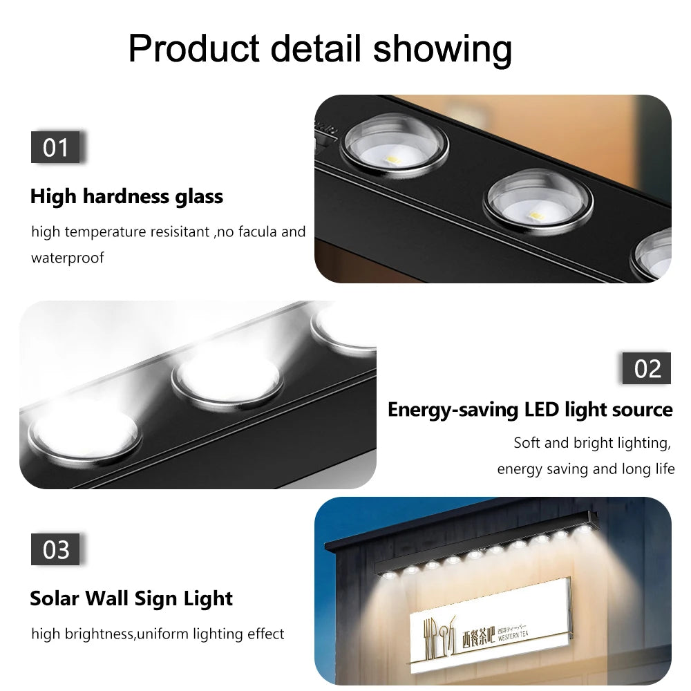 10LED Solar Wall Light Outdoor Solar Powered Landscape Light Waterproof Sign Lights Garden Porch Patio Deck Balcony Yard Decor