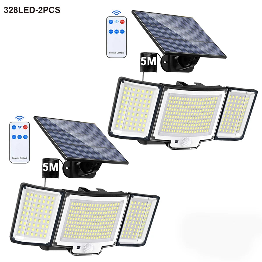 106/318 LED Solar Light Outdoor 348 LED Spotlights IP65 Waterproof Motion Sensor Human Solar Flood Security Lights 3 Modes