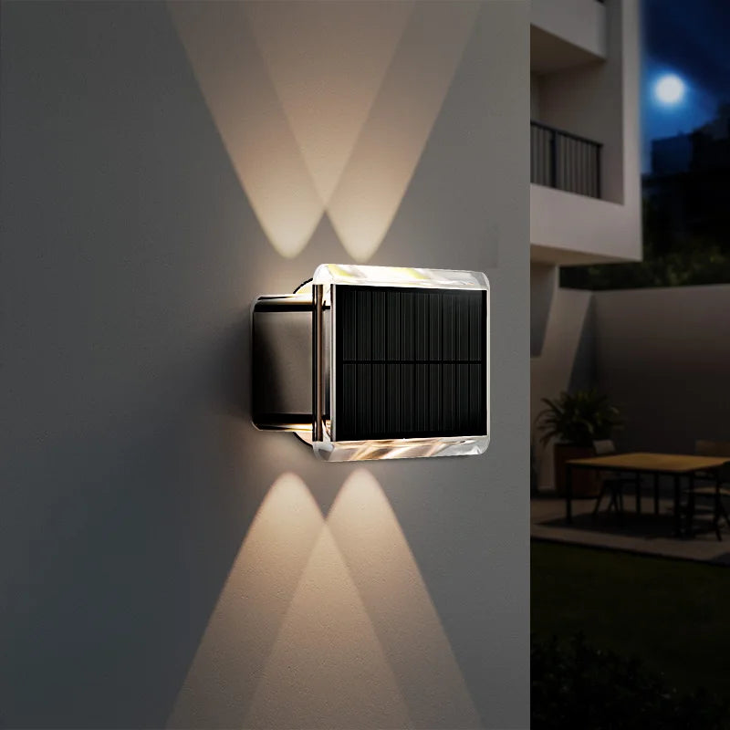 1-2PC Solar Fence Light Outdoor Warm White RGB 2/4LED Solar Powered Light Dusk to Dawn Solar Deck Light Waterproof Backyard Pool