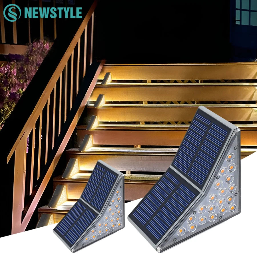 1-6PC Solar Stair Lights Outdoor 19LED Solar Step Wall Lights Waterproof Solar Powered  Light Deck Step Front Porch Backyard