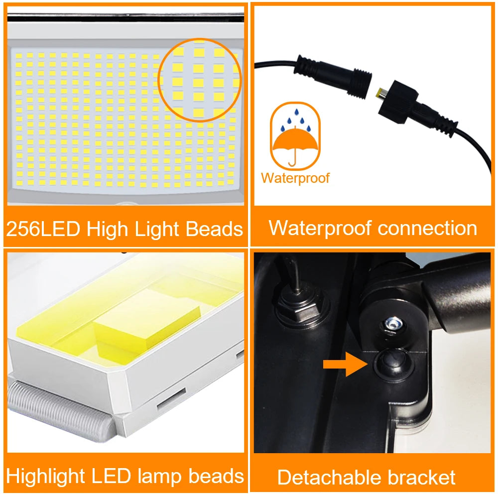 106LED Solar Security Lights Outdoor 3 Modes Waterproof Solar Motion Sensor Wall Light Solar Powered Flood Lamp Garage Garden