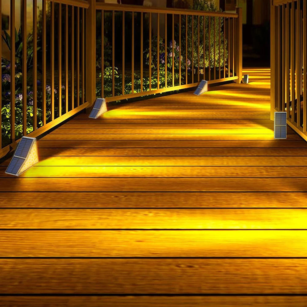 1-6PC Solar Stair Lights Outdoor 19LED Solar Step Wall Lights Waterproof Solar Powered  Light Deck Step Front Porch Backyard