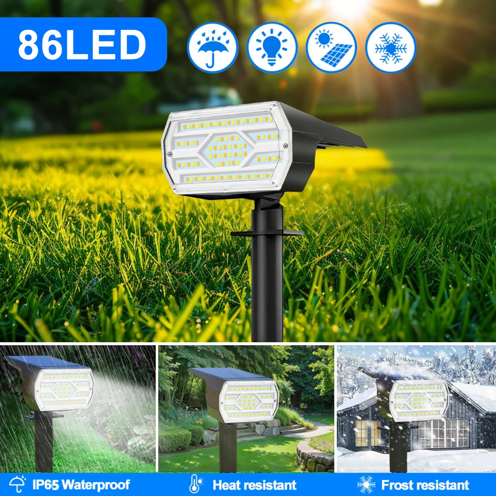 1/4PCS Solar Spot Lights Outdoor Garden 86LED 3Modes Waterproof Landscape Spotlights Wall Light Driveway Pathway Yard
