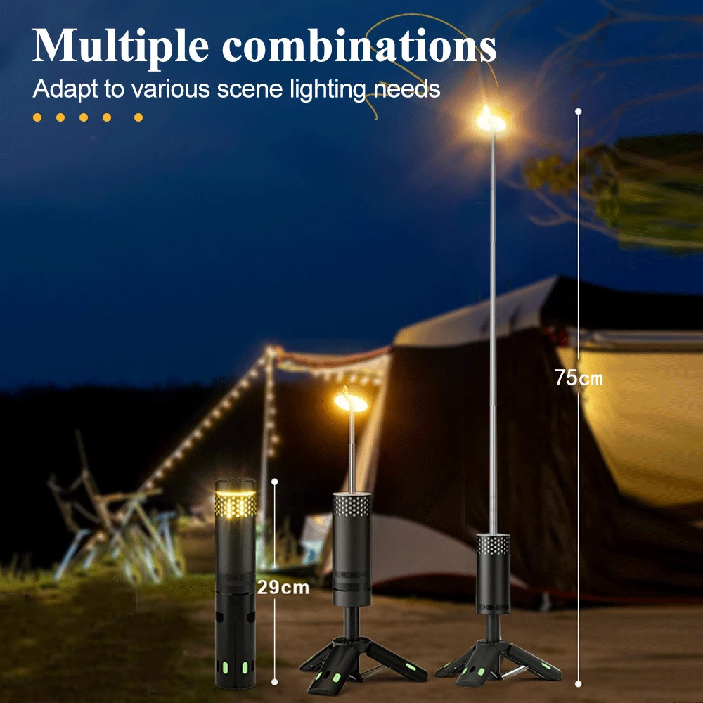 10000mAh Rechargeable LED Camping Lantern Telescopic Flashlight Magnetic Hanging Tent Lamp Emergency Light Outdoor Hiking