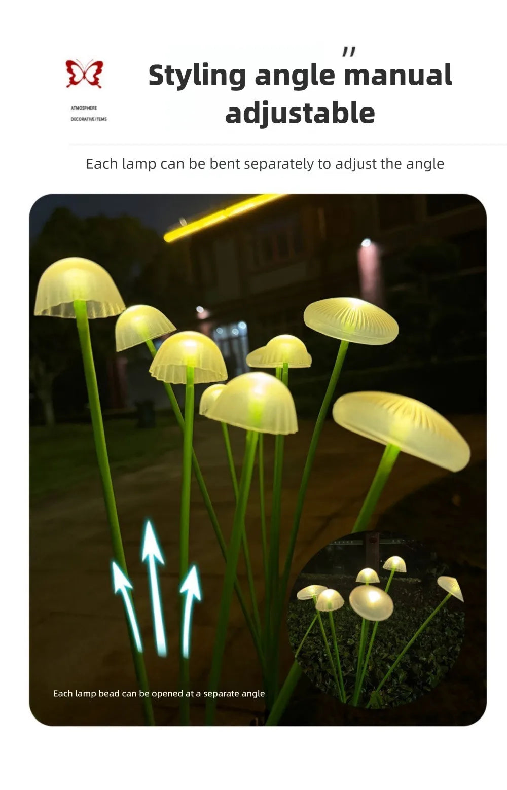 1/2/3/4PCS LED Solar Outdoor Jellyfish Swaying Lights Waterproof Garden RGB Mushroom Lawns Lamp for Patio Yard Garden Decoration