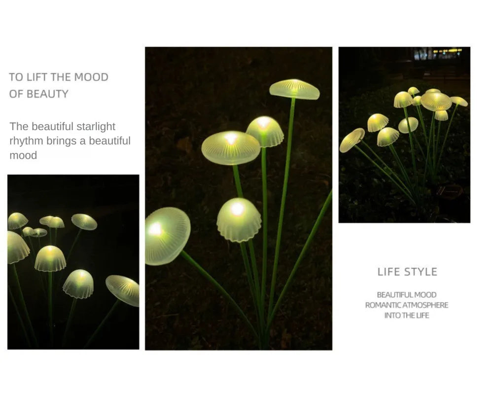 1/2/3/4PCS LED Solar Outdoor Jellyfish Swaying Lights Waterproof Garden RGB Mushroom Lawns Lamp for Patio Yard Garden Decoration