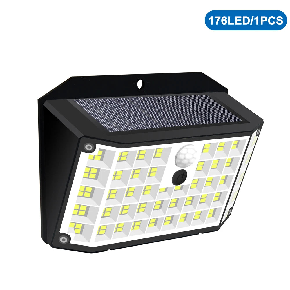 138LED Solar Outdoor Wall Lamp with Human Motion Sensor 3 Lighting Modes Waterproof Solar Powered Fence Light Garden Decor Stree