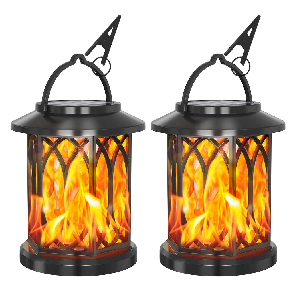 1-2PCS Solar Flickering Flame Lights Outdoor Waterproof Hanging Solar Garden Lights  Landscape Lighting Patio Yard Courtyard
