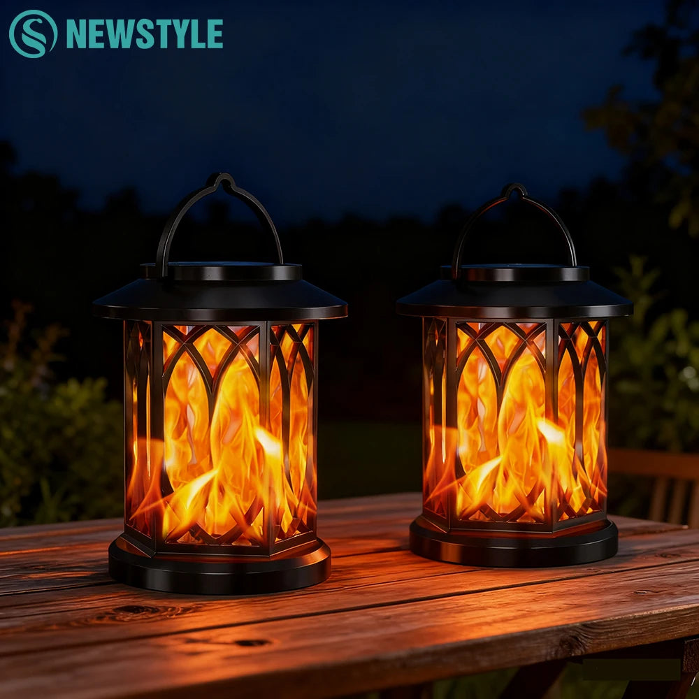 1-2PCS Solar Flickering Flame Lights Outdoor Waterproof Hanging Solar Garden Lights  Landscape Lighting Patio Yard Courtyard