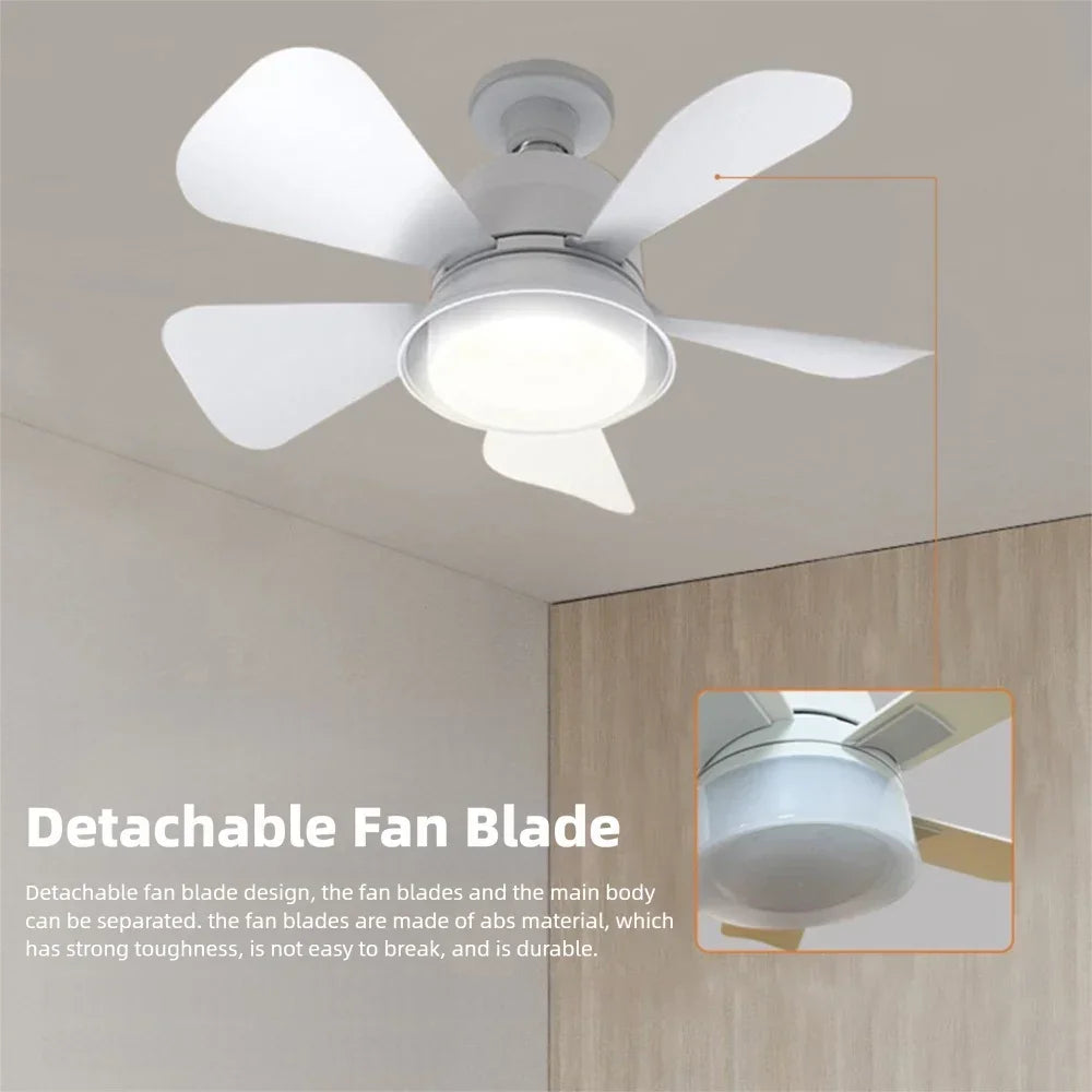 15.75 Inch/40cm E26/E27 Base Ceiling Fan with Light and Remote Control Dimmable, Noiseless, White Smart Home Ceiling Fan Light