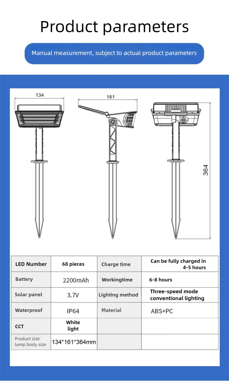 1-2PCS Solar Landscape Spotlights Garden 65LED Solar Pathway Light Outdoor  Dual Solar Panels Wall Lamp Waterproof Porch Garage