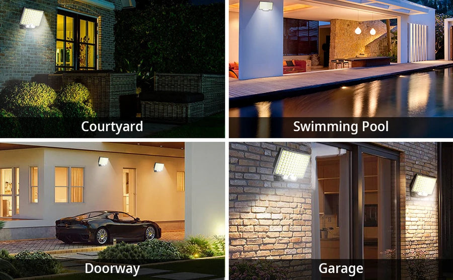 106/318 LED Solar Light Outdoor 348 LED Spotlights IP65 Waterproof Motion Sensor Human Solar Flood Security Lights 3 Modes